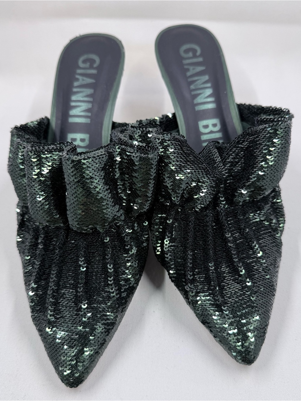 Gianni Bini Black Sequin Pointed Mules